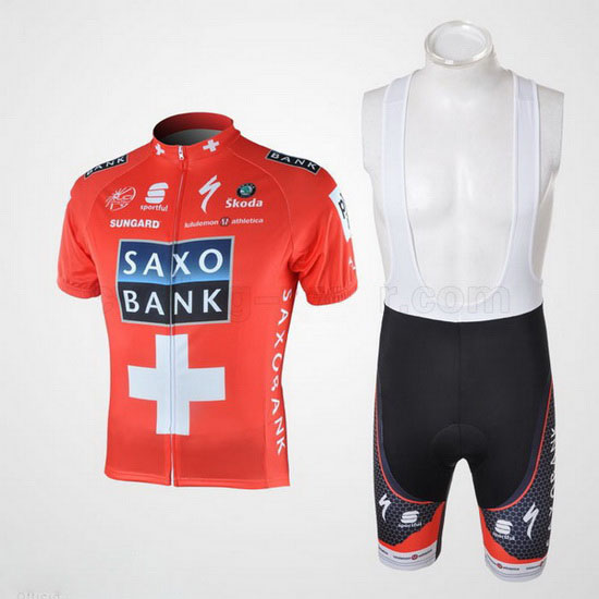 2010 Maillot SaxoBank Tirantes Mangas Cortas Rojo